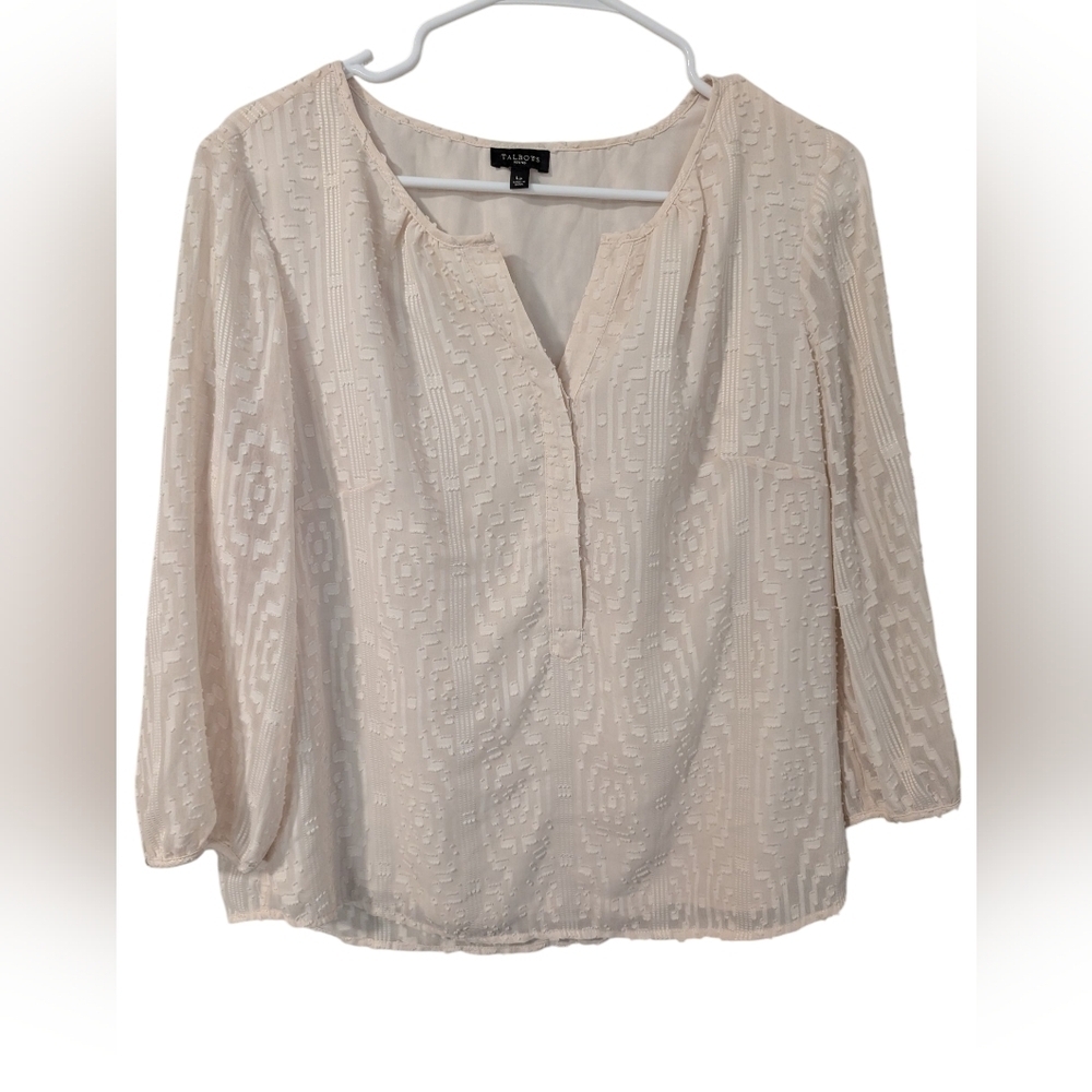 Talbot, Cream Pattern Blouse,Size L